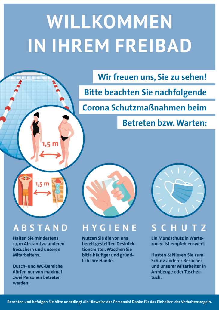 Coronaschilder Hygiene Schwimmbad