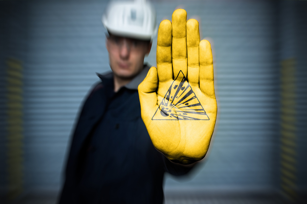 Hand Gelb Warnung