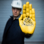 Hand Gelb Warnung